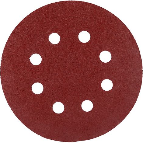 Disque de polissage de 125 mm, papier de verre rouge, 8 trous, grain 150 (1/3)
