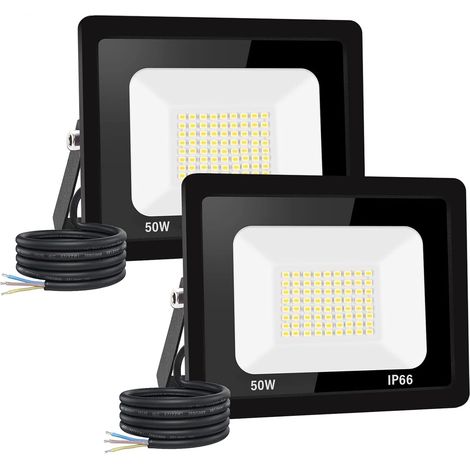 【2PCS】50W spot led extérieur 5000LM IP66 Imperméable Projecteur LED Exterieur Super Brillant Eclairage Extérieur Blanc froid(6000k) Sécurité spot led pour stades, usines, Parking, garage, jardin (1/5)