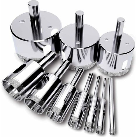 Punte diamantate (10 pezzi) - Seghe a tazza per vetro, porcellana, ceramica e granito