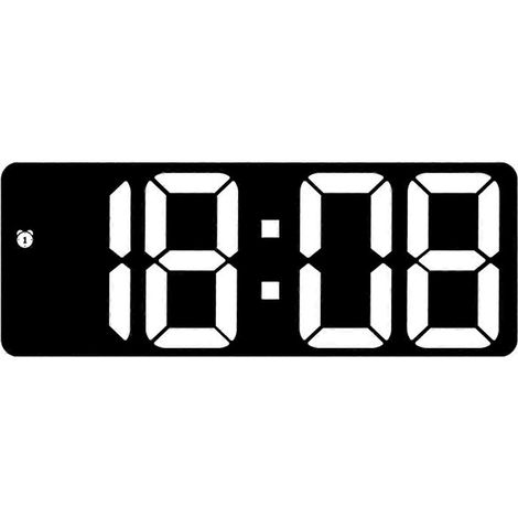 Réveil numérique avec grand écran, fonction snooze, facile à lire, réveil LED de bureau multifonctionnel, fournitures de bureau, blanc. (1/5)