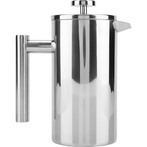 Cafetera de émbolo francesa de acero inoxidable aqxreight, tetera con filtro, doble pared aislante, asa y botón fríos al tacto, ideal para el hogar y la oficina, 800 ml (1/5)