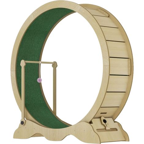 Ruota per gatti, design sicuro, funzionamento silenzioso, legno naturale (1/2)