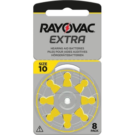 RAYOVAC Extra Lot de 80 piles pour appareils auditifs type 10 - PR70 - Code couleur jaune - 1,45 V - 80 piles (10 x 8 piles)