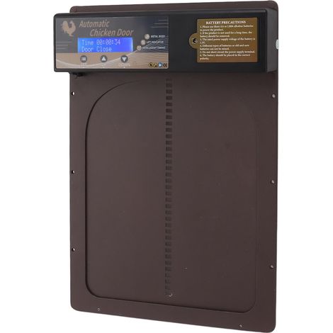 Jeffergarden Porte de poulailler automatique avec minuterie en alliage d'aluminium IP45 écran LED étanche alimenté par batterie ouvre-porte de poulet automatique pour ferme café marron (1/5)