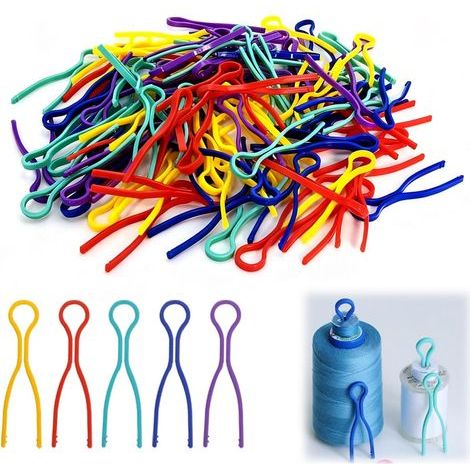 100 pièces Pince à Canette Porte, Porte Bobines de Fil, Porte Canette Couture Colorés, Support de Bobine de Fil en Plastique, Pinces à Bobines et Canettes, Porte Canette pour Bobines (1/5)