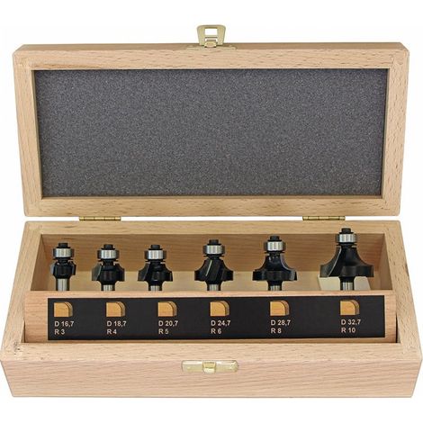 Jeu de fraises à arrondir 973CT06A03 tige HM D.8mm 6 pièces.