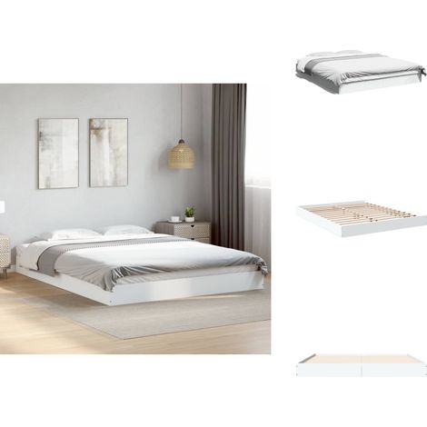 Bettgestell ohne Matratze Weiß 160x200 cm Holzwerkstoff - Bettes Gestell - Doppelbett - Holzrahmen - Weißes Bett - Modernes Bett (1/5)