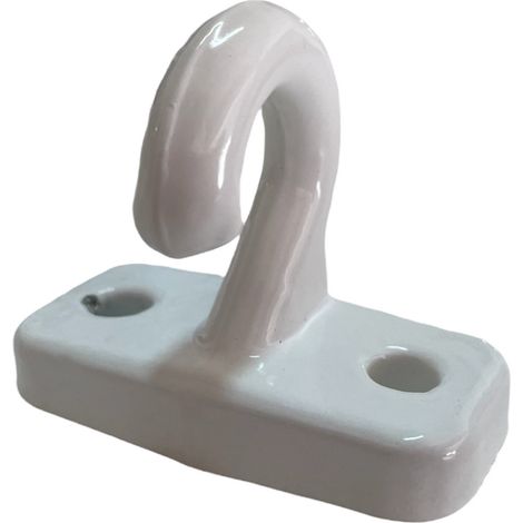 TENDAGGIMANIA Ricambio Gancio Pavimento, Ringhiera ad Uncino per Tenda da Sole a Caduta in Alluminio Colore Bianco (1/2)