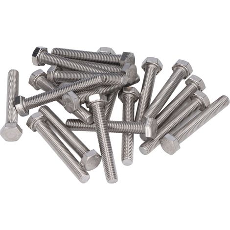 Vis M10x60 DIN933 A2 Inoxydable, Lot de 20 Boulons Hexagonaux Filetage Complet Pas 1.5, Fixations Résistantes (1/5)