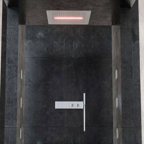 Soffione doccia led a soffitto installazione da incasso con cascata acciaio inox quadro (1/5)