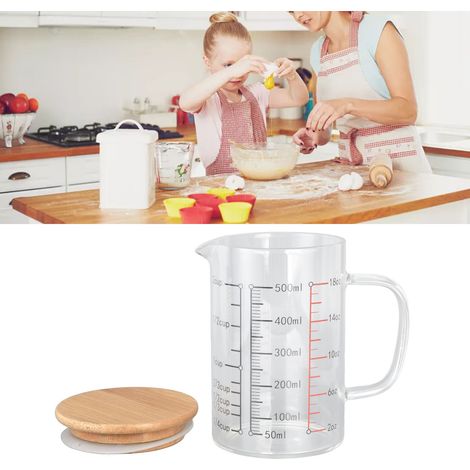 Verre Doseur Bec Verseur en V Échelle Claire Prise Confortable Tasse Café Verre Borosilicate 500ml