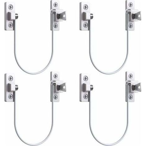 4 Pièces Restricteur de Porte et Fenêtre Verrou Sécurité Câble avec Clé pour UPVC (1/4)