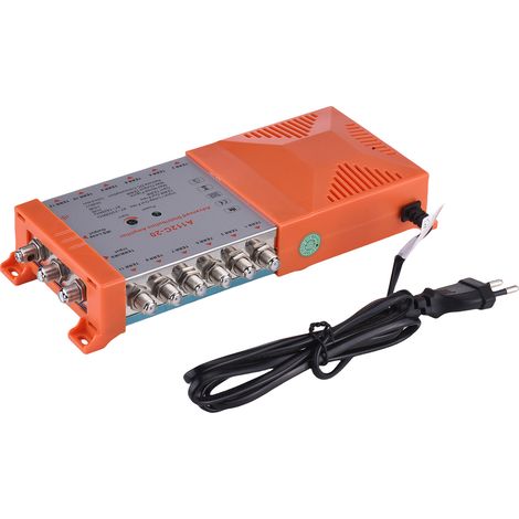 Amplificateur de distribution 12 voies pour signaux TV terrestre et radio – Système MATV/SAT intérieur avec boucle IRS, gain de 20 dB, faible bruit, filtre 4G, montage mural, prise européenne 230 V (1/5)