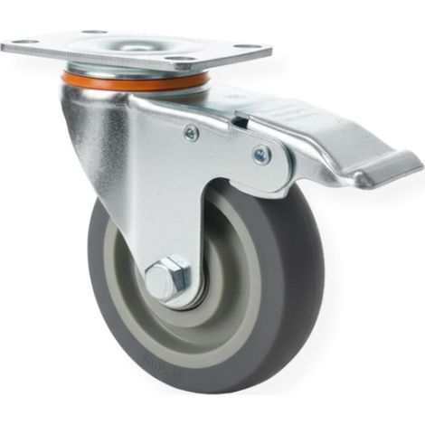 Rotella Girevole da 100 x 31 – Ruote 100 mm Antigraffio Silenziosa in Gomma TPR e Acciaio Zincato  Piastra Fissaggio 4 Fori  Ruota per Mobili, Carrelli, eletrodomeastici, Banchi da Lavoro