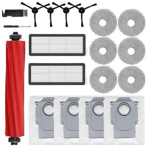 Pièces détachées compatibles Roborock Qrevo Pro/Qrevo MaxV/Qrevo S : brosse principale et latérale, filtre HEPA, lingette lavable et sacs à poussière (1/5)