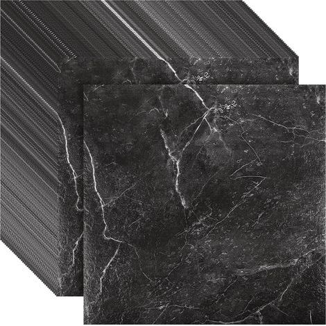 40 Dalles Sol Vinyle Autocollant Effet Marbre Noir 30x30cm 1,3mm Imperméable Cuisine Salle De Bain (1/5)