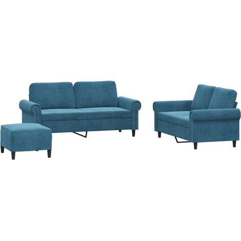 Maison Exclusive - Set di Divani 3 pz con Cuscini Blu in Velluto