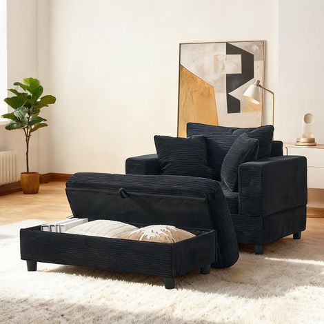 Fauteuil coloris noir en métal & bois 107 x 74 x 57 cm (1/5)