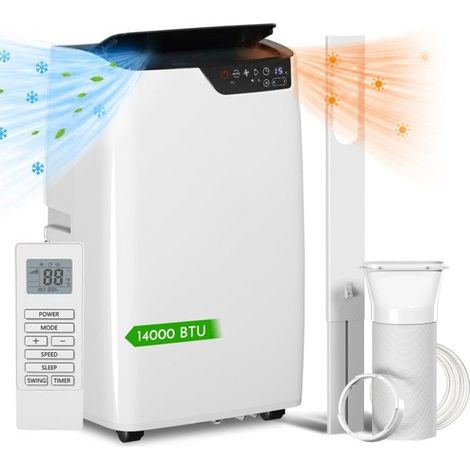 Climatiseur mobile - GÉNÉRIQUE - 14000 BTU (3500W) - Réversible chaud/froid - Silencieux - Pour 25–35 m²