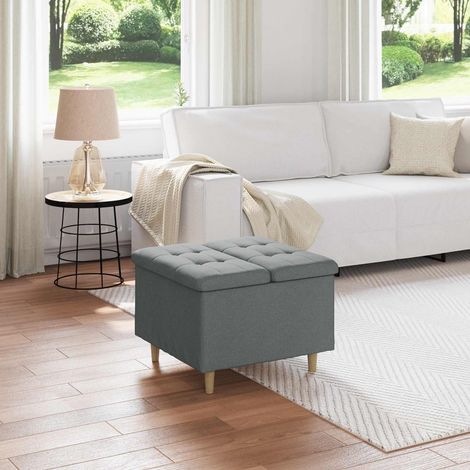 vidaXL Pouf contenitore Grigio scuro 60 x 60 x 45 cm Tessuto