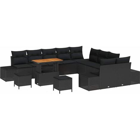 Maison Exclusive - Gartensofa-set mit Kissen 13 pcs Schwarz Poly