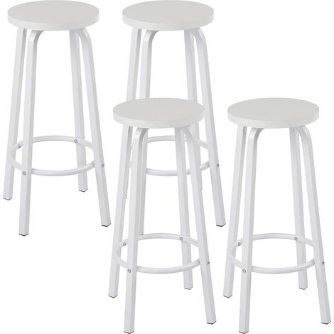 WOLTU 4X Taburete de Bar Muebles Cocina Silla de Comedor Taburete Alto para Salon Cocina Estructura de Metal Asiento de MDF Blanco (1/5)