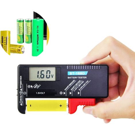 Testeur de piles numérique FAVENGO BT-168D avec écran LCD - Testeur de piles universel pour piles AA, AAA, C, D, 1,5 V, 9 V et piles boutons (1/5)