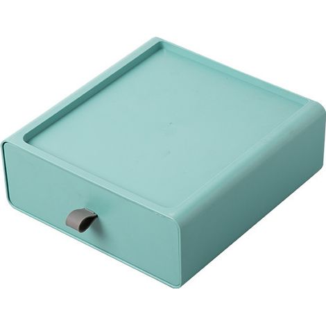 Organiseur de bureau, tiroirs de rangement empilables, pour le rangement du maquillage et de la salle de bain, 1 tiroir, 21 x 20 x 8 cm,vert (1/5)