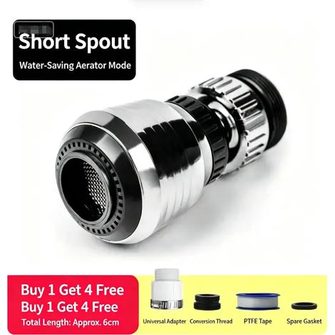 Brise Jet Robinet, Adapté Pour Robinet De 22-24 Mm,Embout Robinet Orientable 360°,Accessoire De Robinet Pour Embout Robinet Cuisine,Jet Ventilé Et Jet De Douche,Deux Modes D'eau (1/5)
