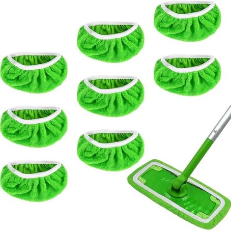 8 Chiffons Réutilisables Microfibre pour Serpillière Sol, Lingettes Compatibles Swiffer Balai et Mop, Nettoyage Sec et Humide, 25,4x11,5 cm pour Bois, Carrelage, Vinyle (1/5)