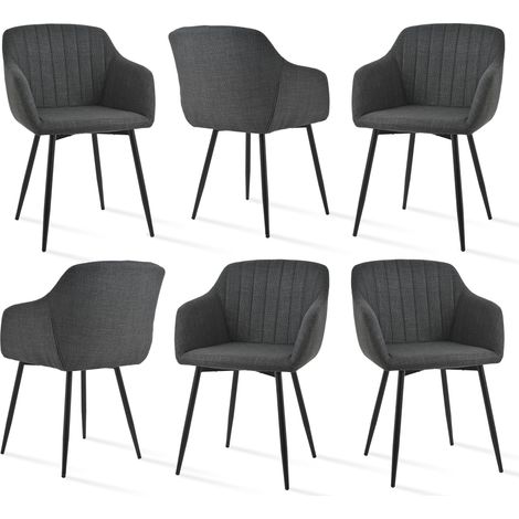 Goeurvant – Lot de 6 chaises de salle à manger minimalistes – Assise large et accoudoirs ergonomiques – Rembourrage en mousse haute densité – Capacité 150 kg