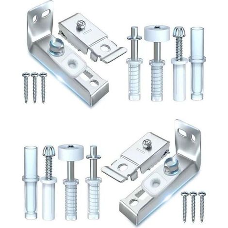 Lot de 2 kits de quincaillerie pour porte pliante avec rail de guidage en acier inoxydable et nylon pour placard coulissant, armoire (1/4)