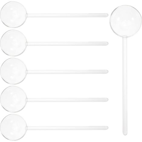 Lot de 6 Cuillères en Verre Transparent Résistant la Chaleur, Manche Long pour Mélanger Café et Lait, Cuillères à Dessert pour Maison, Café et Restaurant (1/5)