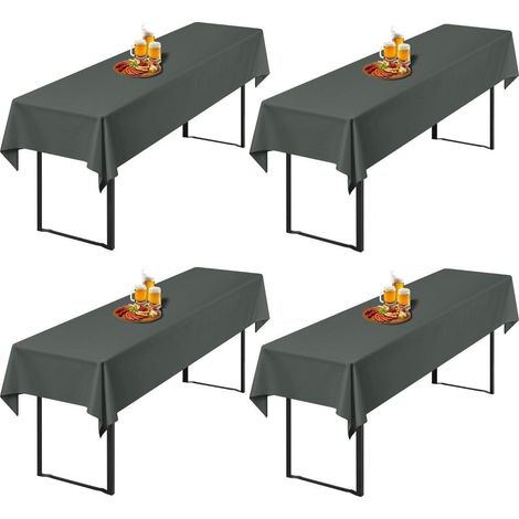4er Set Biertisch-Hussen Anthrazit 250x100cm, pflegeleicht & waschbar