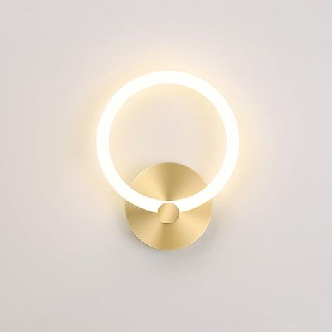 Applique murale intérieure LED dorée moderne, lampe de chevet ronde 19 cm, décoration pour salon, couloir ou chambre, 10 W (blanc chaud 3000 K), or (1/4)