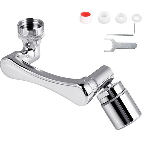 1440° Faucet Aerator - Rotating Faucet Extender - 2 Modes Water Saving Compatible with Bathroom and Kitchen Sink (Silver) (1/5)