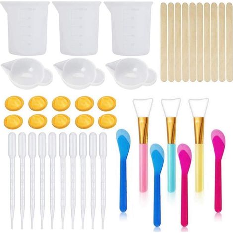 Kit de mélange de résine 43 pièces - Gobelets doseurs en silicone pour résine époxy (1/5)