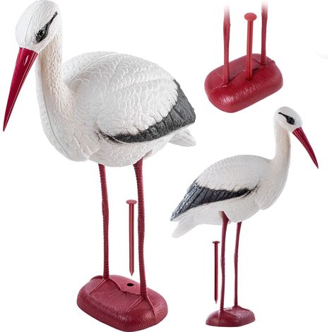KADAX Storch Gartenfigur, Klapperstorch aus Kunststoff, Fischreiher 78cm (1/5)