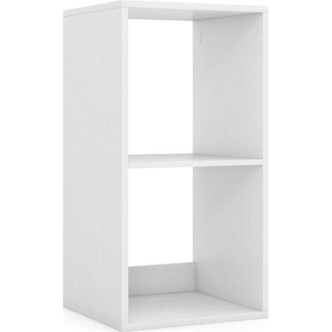 Open Back 2 Tier Bookshelf with Anti-toppling Kit-White (1/5)