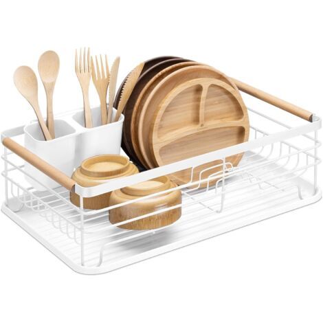 Égouttoir à Vaisselle - Plateau Étendoir pour Évier Cuisine - Rangement Couverts Ustensiles Assiettes Verres - Pas d'Assemblage Requis (1/5)