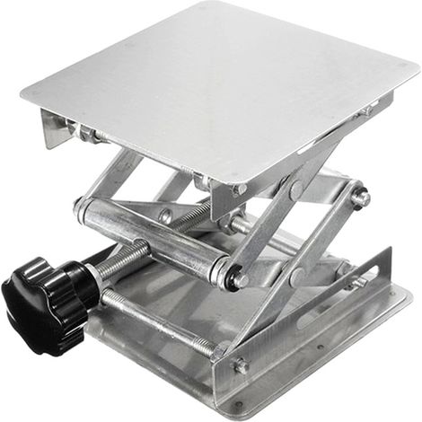 Table Élévatrice de Laboratoire Plate-forme de Levage de Laboratoire en Acier Inox Élévateur Réglable de Laboratoire 45-150 mm Support de Levage de Laboratoire 100mm x 100mm Capacité de Support 10kg (1/4)