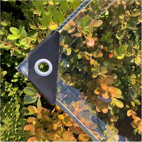 Bâche étanche Transparente 420g/m², 0.3mm Epaisse Multifonction PVC Protection Baches avec œillets, pour Piscine, Jardin, Voiture, Mobilier, Inclure Corde et Serre-câbles (1X2M) (1/5)