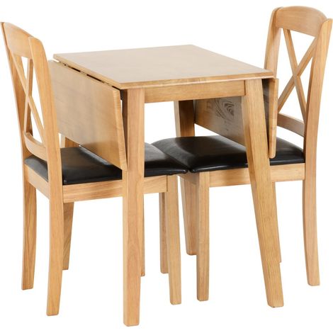 Mason Oak Varnish Brown Drop Leaf Dining Set 2 Chairs (1/5)
