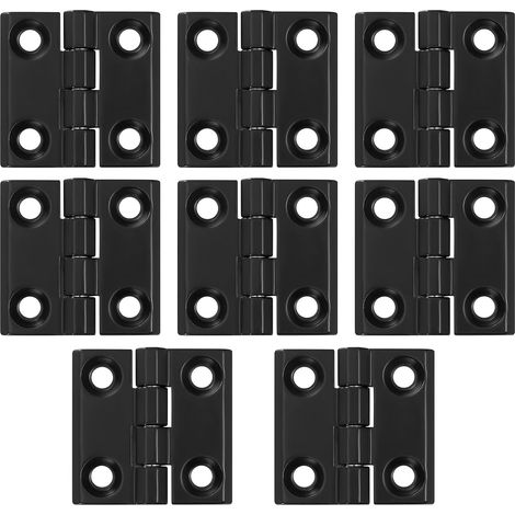 Juego de 8 bisagras plegables de 40 x 40 mm con conector, de acero inoxidable negro, para puertas de madera, ventanas, armarios y portones de jardín. (1/5)