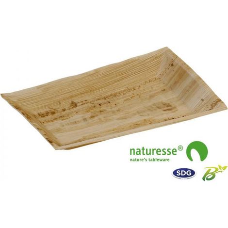 Assiette jetable 25x17 en feuille de palmier - 100 pièces - Ecobioshopping