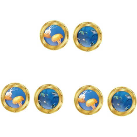 6pièces Autocollants Muraux Pvc Pour Machine à Laver Décorations Dauphins Méduse Pour Chambre Salon Et Salle De Bain (1/5)