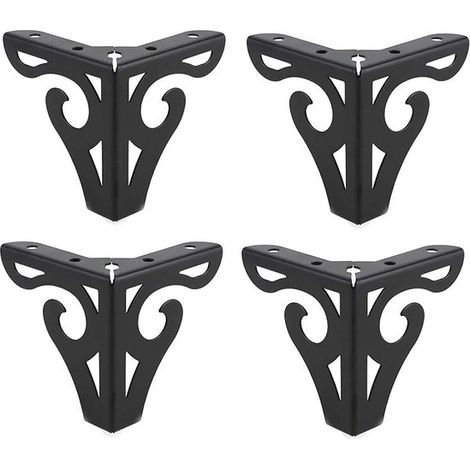 Set de 4 - Pieds de meuble - Avec vis - Pour armoires de cuisine, lits, canapés et meubles TV - Pieds en métal - Noir - 9090100mm - Ferrures de meubles en métal faciles à installer (1/5)