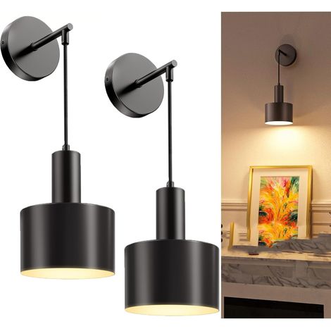 Confezione da 2 lampade da parete ricaricabili, lampade da parete wireless per interni, per camera da letto e comodino, nero - lampadine non incluse