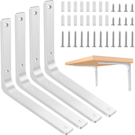Equerre Etagere Murale Support D'étagère Blanc Métal 30x25cm (1/5)