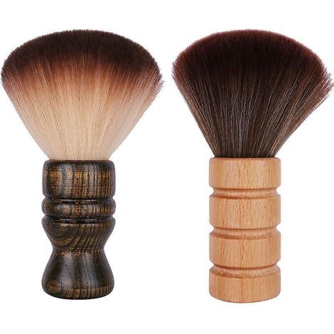 Large Neck Duster Brush, Soft Barber Facial Cleansing Brush, Nylon Bristles, Wooden Handle, Cutting Kits, 2 pcs. (1/5)
